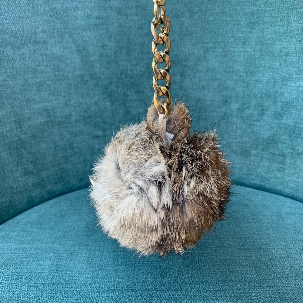 Fur Bag Charm with Gold Chain